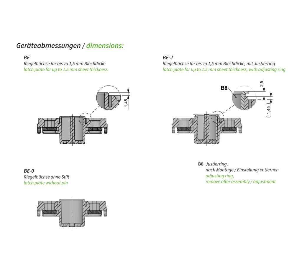 Abmessungen BE / BE-J / BE-0