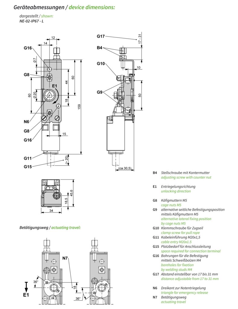 Abmessungen NE-02-IP67