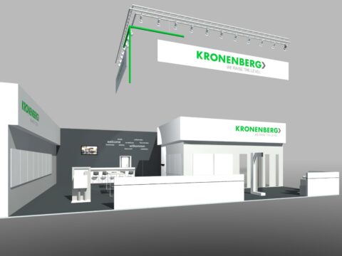 Ein als 3D Modell entworfener Kronenberg Messestand